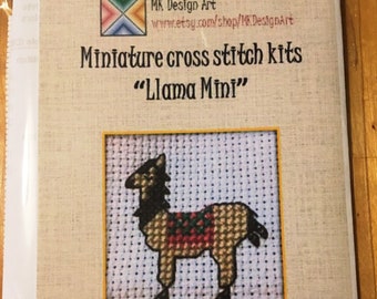 Llama Mini cross stitch kit: Miniature series