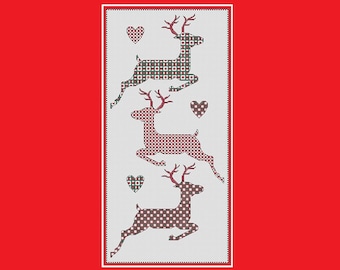 Christmas cross stitch pattern: Reindeer Trio