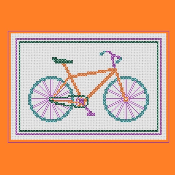 Bicycle cross stitch pattern: colourful bike