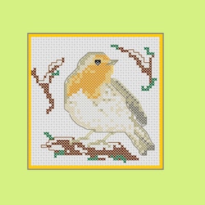 Robin cross stitch pattern: garden birds series