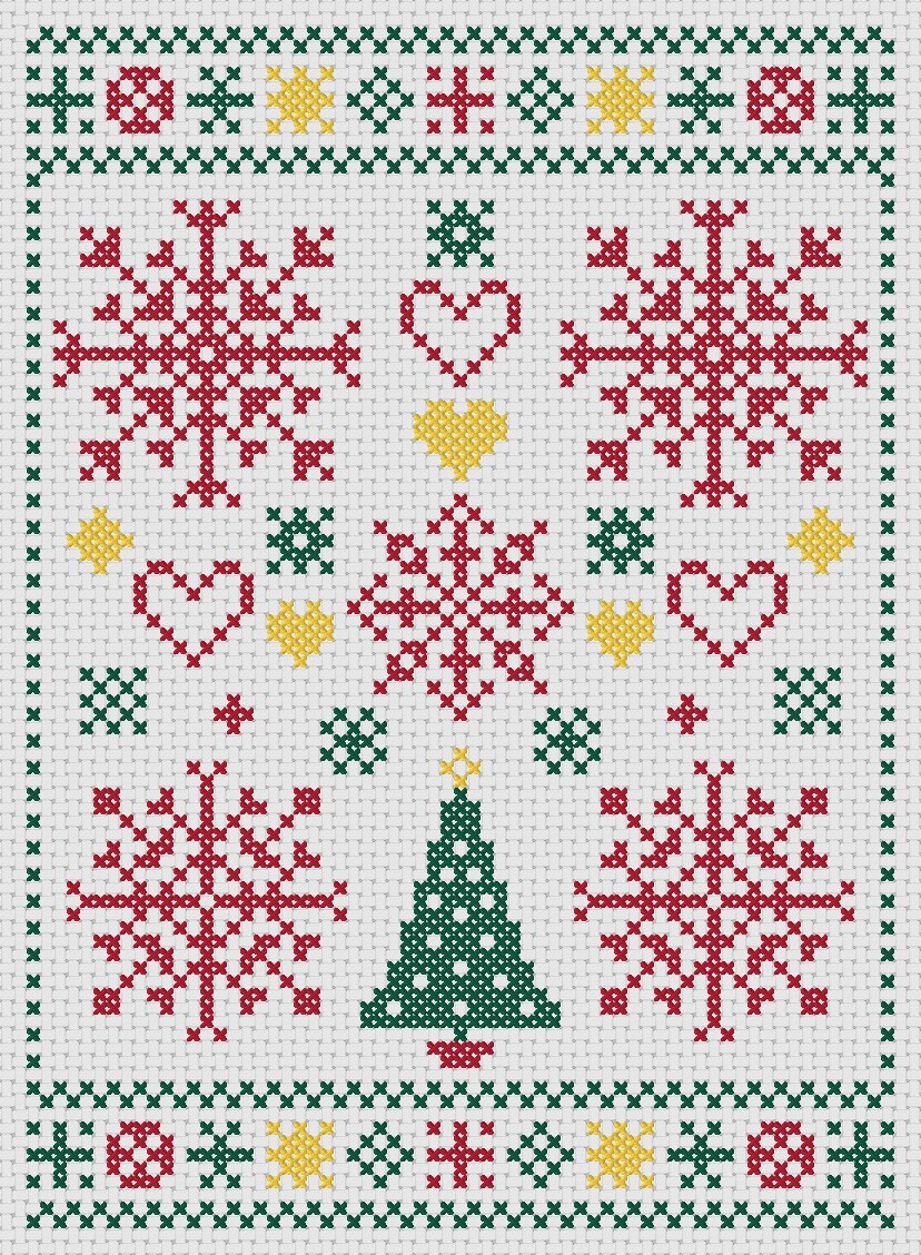 Christmas Cross Stitch Pattern Modern Christmas Sampler Etsy