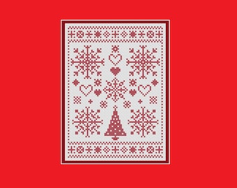 Christmas cross stitch pattern: modern Christmas sampler