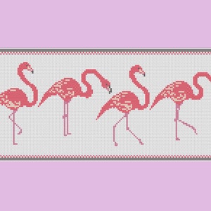 Pink Flamingos cross stitch pattern: flamingo parade