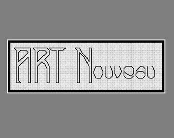 Cruz puntada alfabeto: Letras del estilo de Nouveau del arte