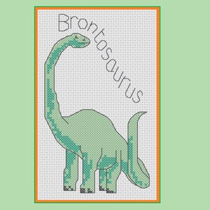 Brontosaurus cross stitch pattern: dinosaurs series