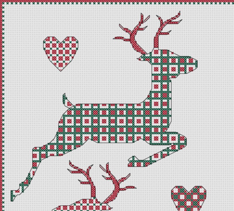 Christmas Cross Stitch Pattern Reindeer Trio Etsy
