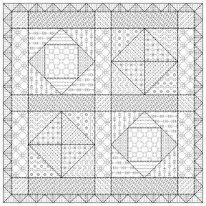 Patchwork sampler blackwork pattern