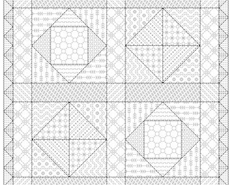 Wzór patchworkowy sampler blackwork
