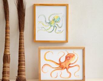 Octopus Watercolour - Instant Download to print