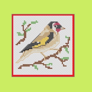 Goldfinch cross stitch pattern: garden birds series