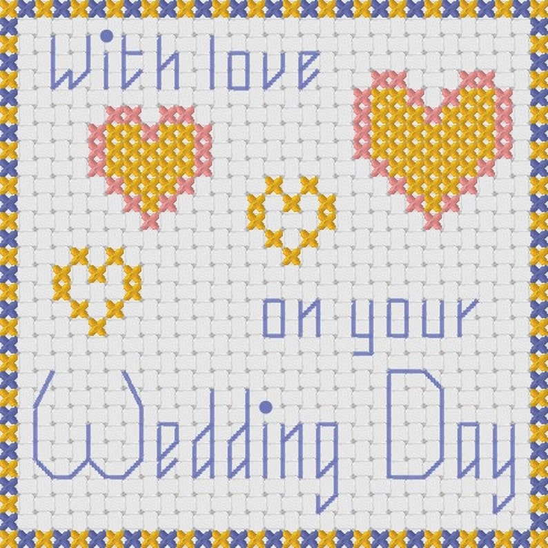 Cross Stitch Wedding Cards FOUR wedding Day Etsy UK