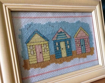 Beach Huts cross stitch Kit: beach scenes series