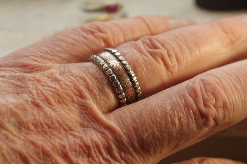Rustic Mans Wedding Engagement Ring of Sterling Silver and - Etsy