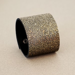 Bronze leather bracelet Wide cuff bracelet for women
