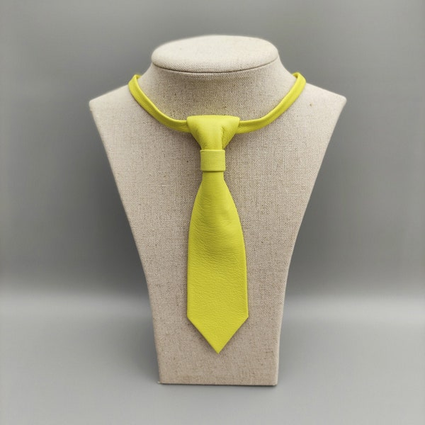 Corbata amarilla Corbata de cuero natural Corbata pitillo Corbata de mujer Corbata de mujer