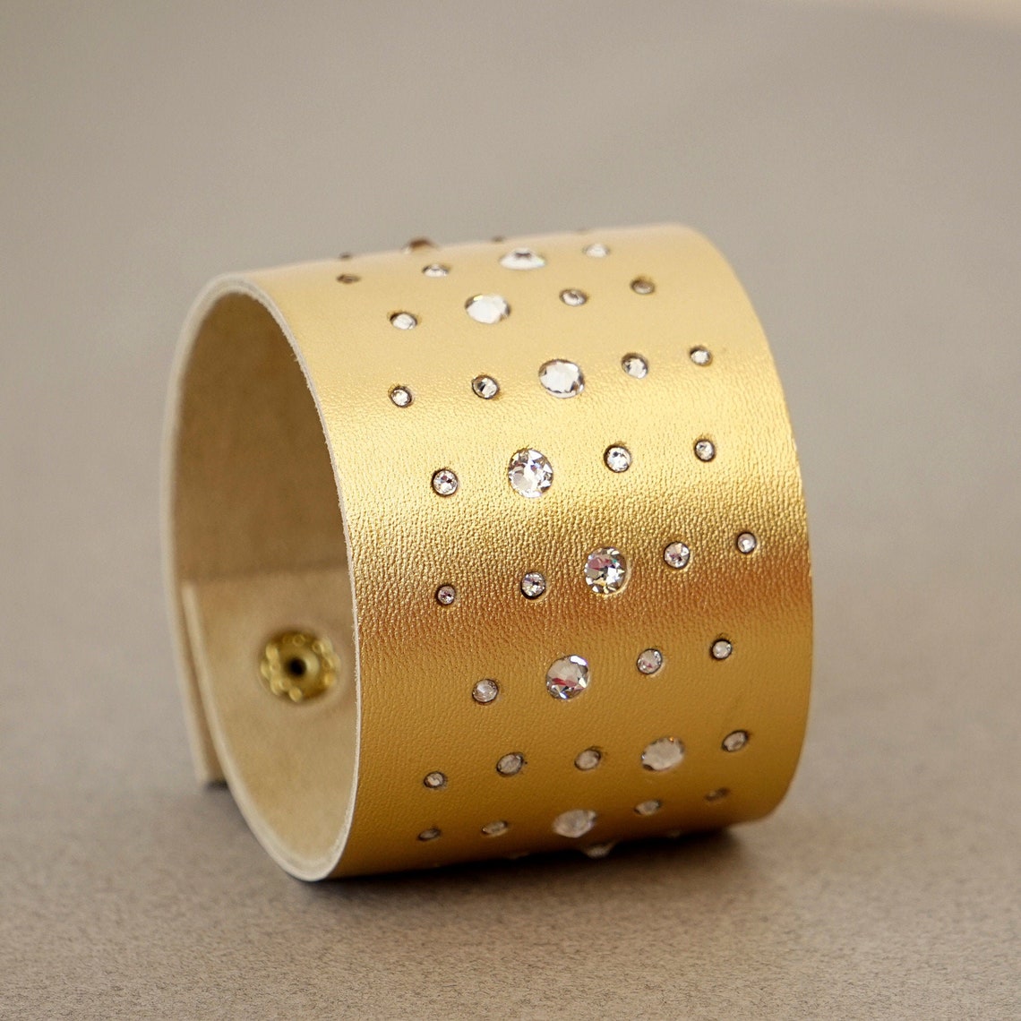 Wide Cuff Bracelet for Women Gold Leather Bracelet Statement Etsy