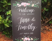 Floral wedding welcome sign