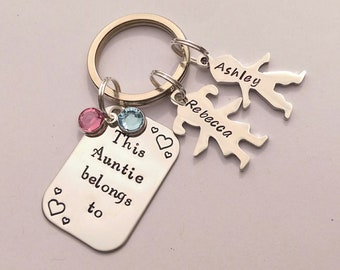 Personalised Auntie Keyring - This Auntie Belongs To - Aunt Keyring - Best Auntie Ever present - Birthday Gift for Aunt - New Auntie present