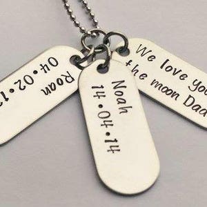 Personalized Daddy dog tag Necklace: &#39;Love You to the Moon&#39; Pendant