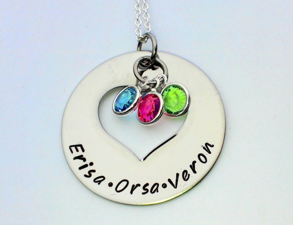 Personalised birthstone necklace - name necklace, mum necklace - gift for mum - gift for wife - present from kids - gift for nanny, birthday