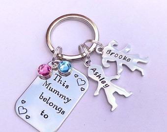 Personalised This Mummy Belongs to Keyring: Gift from Kids Children