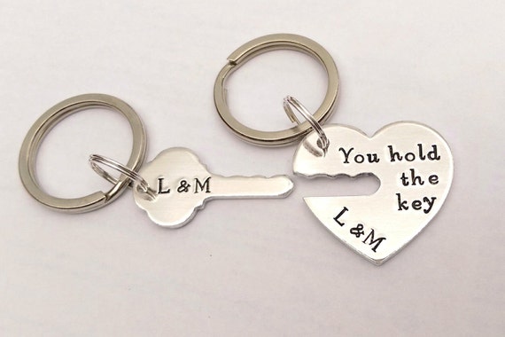 Personalised couples keyrings you hold 