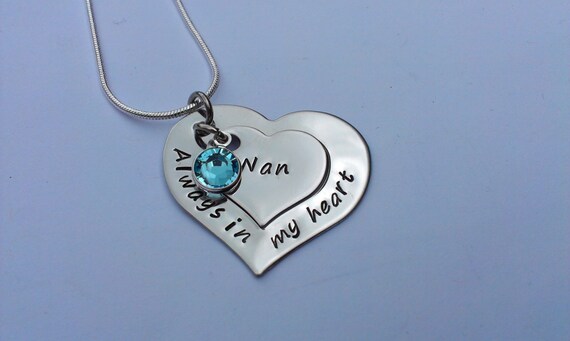 Personalised remembrance necklace always in my heart birthstone jewellery bereavement necklace heart pendant memorial necklace