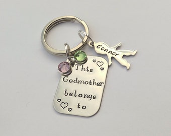 Personalised Godmother present - godmother keychain gift - This Godmother belongs to - christening baptism gift present - gift from godchild