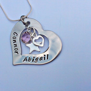 Personalised heart name necklace - star necklace - gift for mum - present for mum - mothers day gift - birthday present - gift for her mum