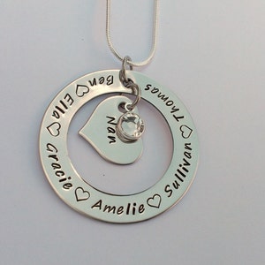Personalised grandchildren children name necklace - present jewellery gift for her Nanny Grandma Granny Mum Mom Auntie, mothers day Birthday