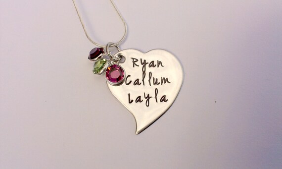 Personalised Heart Necklace Name Necklace Name Jewellery Mum