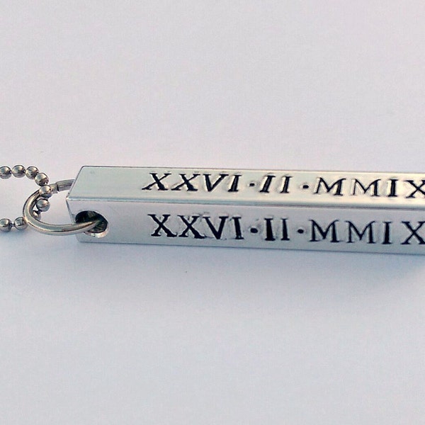 Roman numeral necklace - personalised date necklace - roman numbers - mens personalized jewelry - 10th anniversary gift, unique gift for him