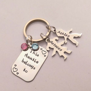 Personalised Auntie gift - Auntie keyring - This Auntie belongs to - Auntie birthday - gift from niece nephew - sister gift - unique auntie
