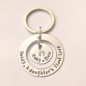 Personalised Dad Daddy keyring keychain A daughters first love - personalised personalized fathers day gift present, daddy dad present gift