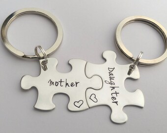 Personalised Mother Daughter Keyring Set – Matching Mum and Daughter Keychains – Custom Name Keyring – Mothers Day Gift – Mummy and Me Gift