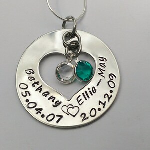 Personalised birthdate necklace - mum necklace - name necklace jewellery - gift for mum - present for mum - gift for wife - gift from kids