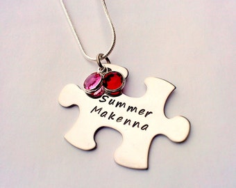 Personalised puzzle necklace - jigsaw necklace - gift for her - mothers day present - birthday gift - personalised jewellery - gift for mum