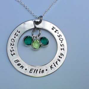 Grandchildren necklace - childrens name necklace - birthdate necklace, name necklace, gift for grandma nanny mum, grandma nanny mum necklace