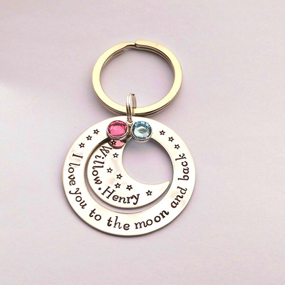 I Love You to the Moon and Back Personalized Keyring