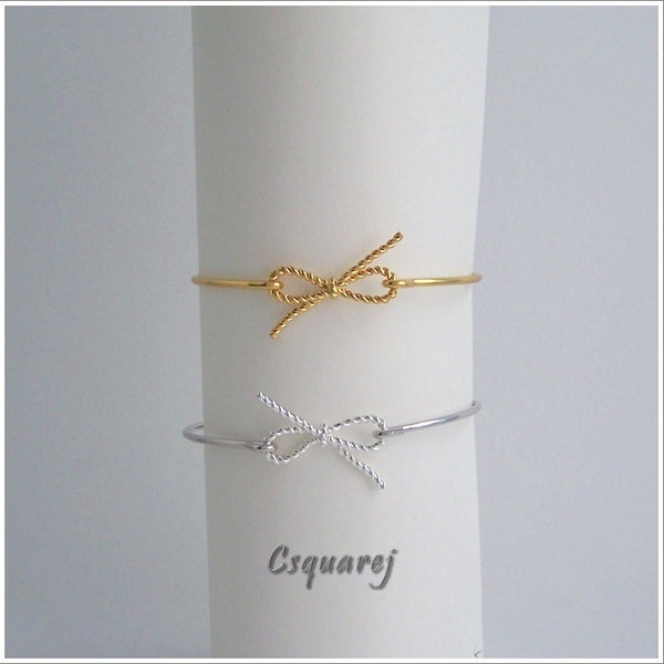 Bangle - Tie the Knot, Ribbon bracelet, Twisted Bow bracelet, Bridesmaid bracelet, Maid of honor, Bridal party gifts, sorority