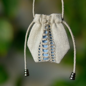 Medizin Tasche Halskette Schutz Kristall Tasche Amulett Halter , Leinen in beige mit himmelblau, blush, flieder oder beige