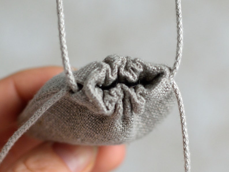 Tiny linen neck pouch bag with strap stone holder medicine bag drawstring pouch necklace mojo bag empty spell pouch 2.5 x 3 inch shaman bag image 7