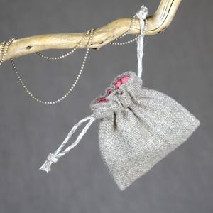 Linen Jewelry Pouch: Mini Drawstring Ring Bag, Custom Color Lining