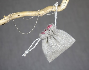 Mini jewelry storage bag drawstring travel ring bag Tiny crystal pouch  2.5 inch Sustainable gift bag / Custom color inside
