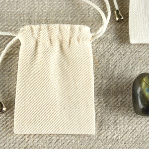 Natural medicine bag, Small necklace pouch with adjustable neck strap 2x2.5 inch / Unbleached cotton, Black or Off-white linen Unbleached cotton