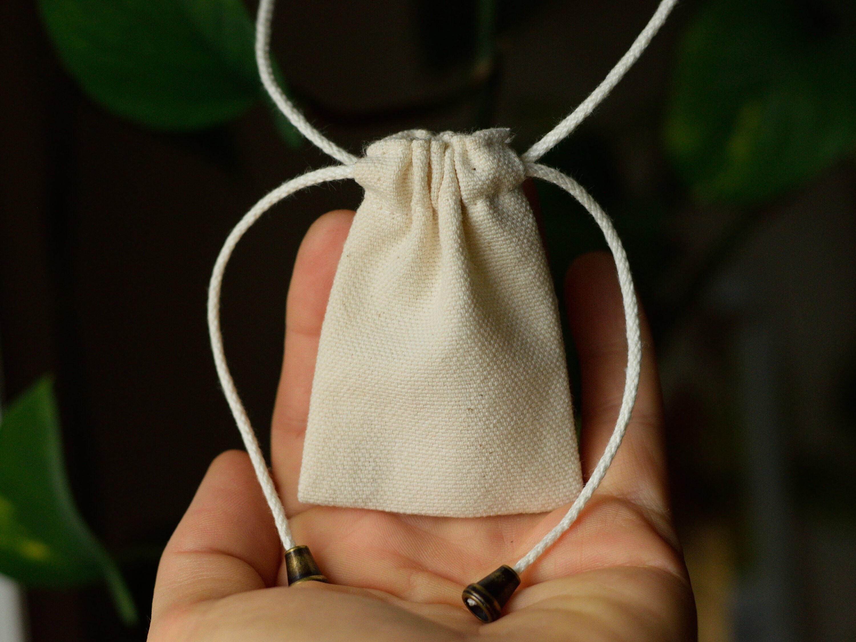 Unbleached cotton necklace pouch bag with adjustable neck strap 2 x 2…