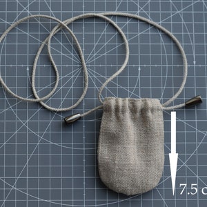 Tiny linen neck pouch bag with strap stone holder medicine bag drawstring pouch necklace mojo bag empty spell pouch 2.5 x 3 inch shaman bag image 5