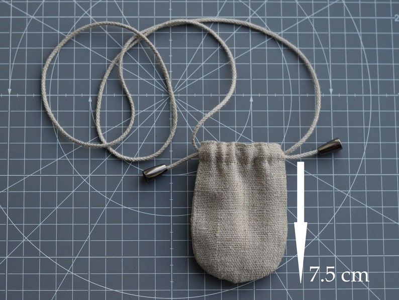 Tiny linen neck pouch bag with strap stone holder medicine bag drawstring pouch necklace mojo bag empty spell pouch 2.5 x 3 inch shaman bag image 5