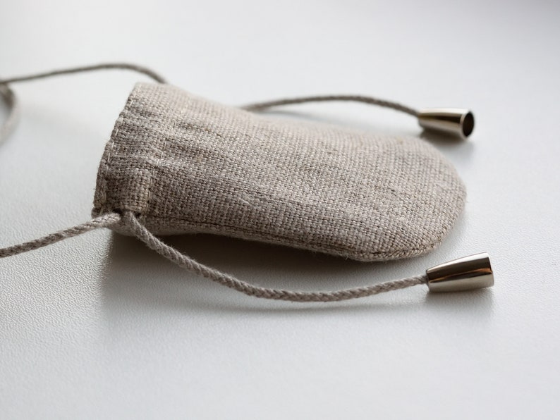 Tiny linen neck pouch bag with strap stone holder medicine bag drawstring pouch necklace mojo bag empty spell pouch 2.5 x 3 inch shaman bag image 6