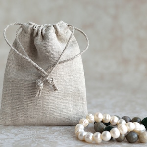 Sacchetto regalo minimalista in lino e cotone per gioielli, sacchetto con coulisse, piccola borsa regalo, borsa portaoggetti da viaggio, borsa per imballaggio sostenibile, borsa per bomboniere